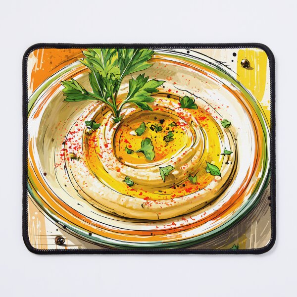 Item preview, Beautifully Arranged Hummus Plate Garnished with Parsley Olive Oil and Peppercorns- Vibrant Splashes designed and sold by OlfactoART Studio.