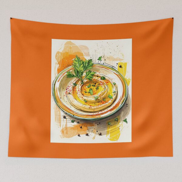 Item preview, Beautifully Arranged Hummus Plate Garnished with Parsley Olive Oil and Peppercorns- Vibrant Splashes designed and sold by OlfactoART Studio.