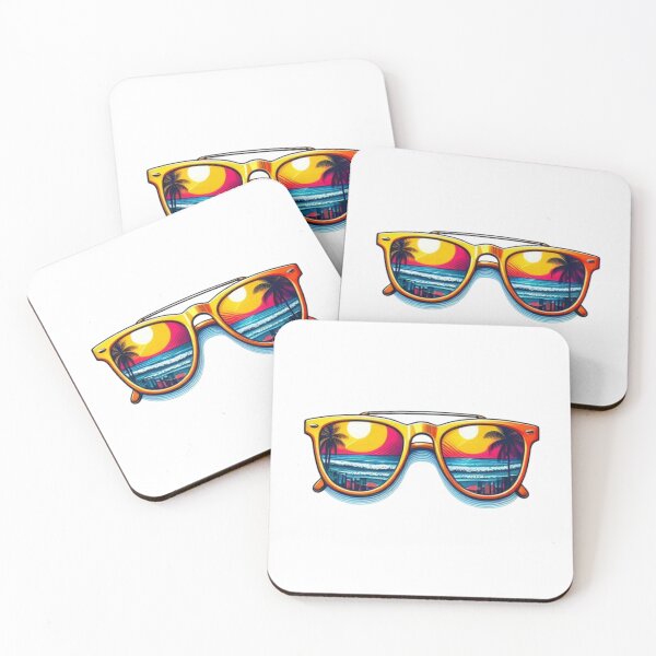 Item preview, Yellow Retro Sunset Beach Sunglasses designed and sold by Kalpa.