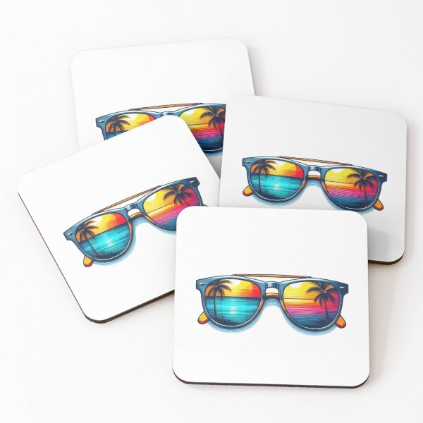 Item preview, Blue Retro Sunset Beach Sunglasses designed and sold by Kalpa.