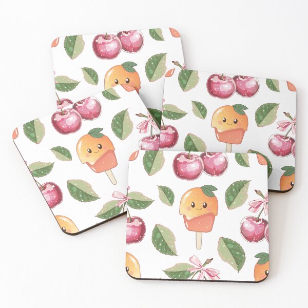 Item preview,  Cherries, Leaves, and Smiling Ice Cream designed and sold by Anastasiia Yurevych.