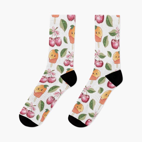 Item preview,  Cherries, Leaves, and Smiling Ice Cream designed and sold by Anastasiia Yurevych.