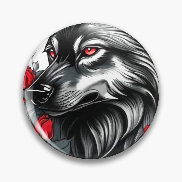 Item preview, ALFA – Fierce Black Wolf with Red Roses Gothic Design designed and sold by Pulse Creativity Designs.