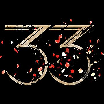 Aperçu de l'œuvre T-shirt Gamer « 33 » doré vieilli et pétales rouges de zeraldart