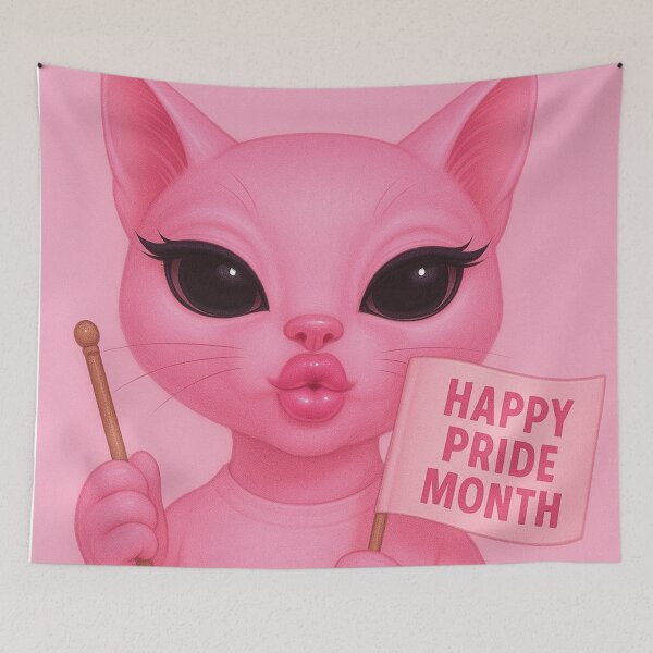 Item preview, Cat with kissing lips, happy pride month designed and sold by Mauswohn.