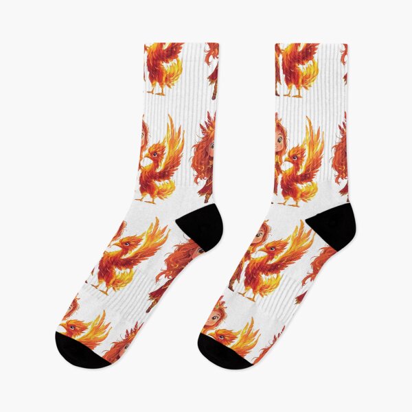 Item preview, Сhibi Fiery Fantasy Girl with Phoenix Companion designed and sold by Anastasiia Yurevych.