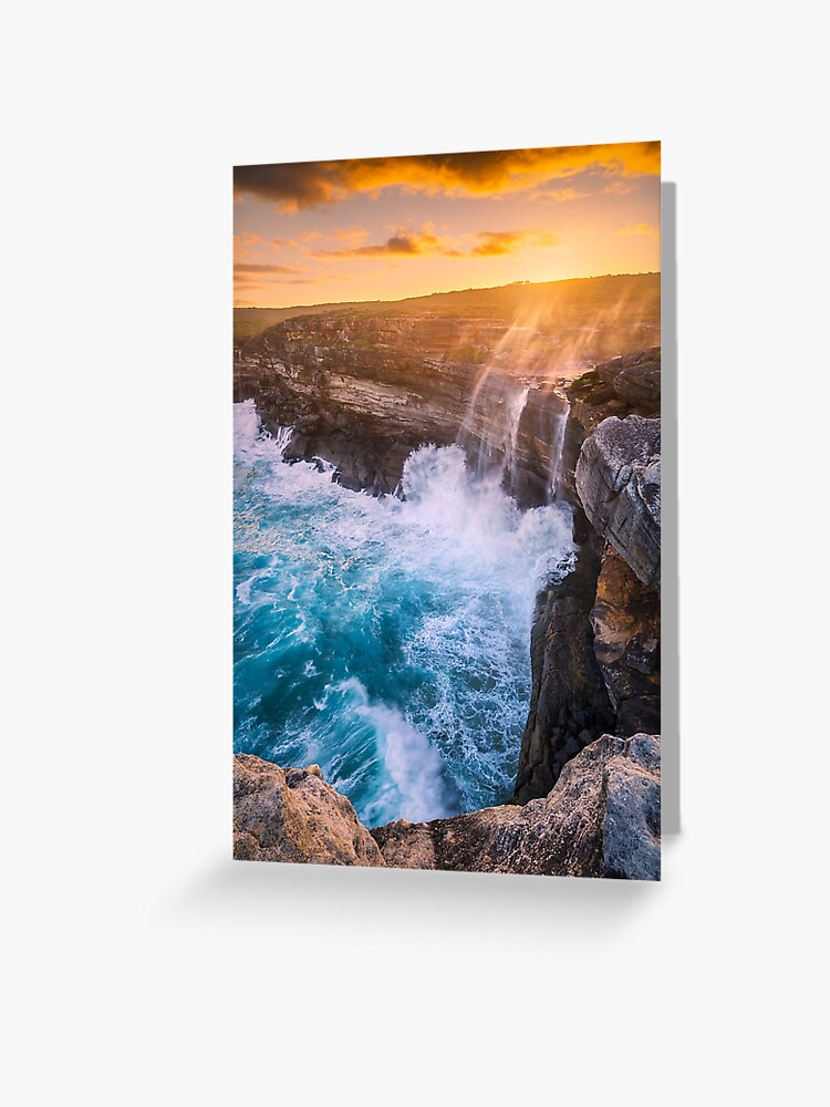 Thumbnail 1 of 2, Greeting Card, Curracurrong Falls, Eagle Rock, Royal National Park, New South Wales, Australia designed and sold by Chockstone.