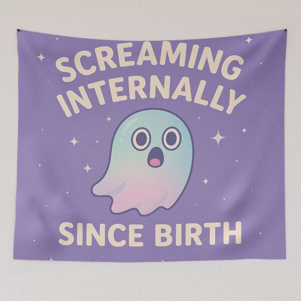 Item preview, Screaming Internally – Cute Ghost Existential Humor Art designed and sold by Neovibe Print.