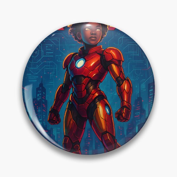 Item preview, Ironheart-Inspired Poster – Futuristic Black Female Superhero Art | Cyberpunk Tech Armor Wall Decor designed and sold by AbstractAuraArt.
