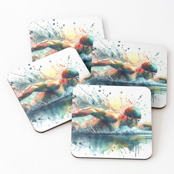 Item preview, Watercolor swimmer with splashes designed and sold by paulrommer.