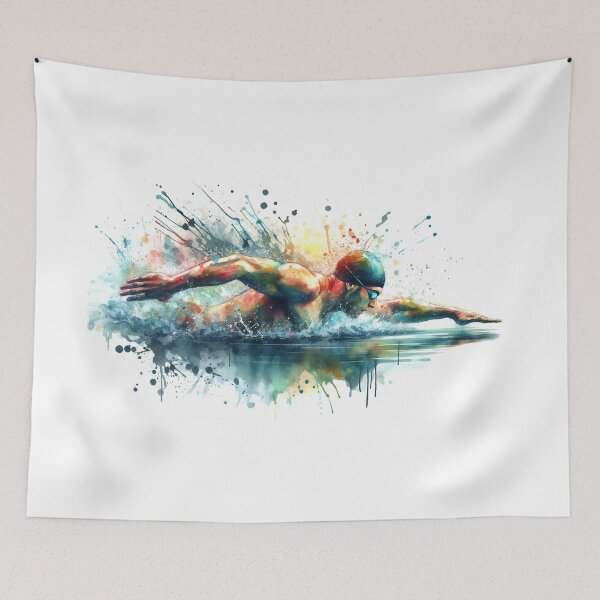 Item preview, Watercolor swimmer with splashes designed and sold by paulrommer.