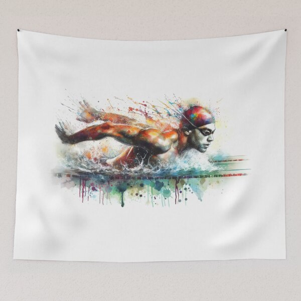 Item preview, Watercolor swimmer with splashes designed and sold by paulrommer.