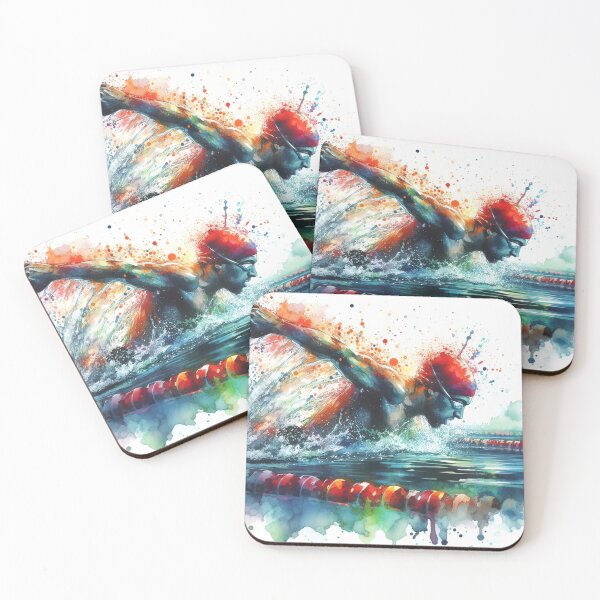 Item preview, Watercolor swimmer with splashes designed and sold by paulrommer.