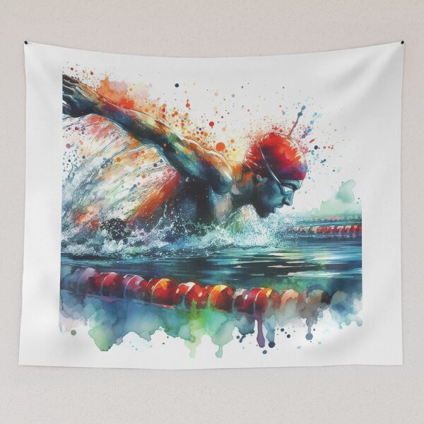 Item preview, Watercolor swimmer with splashes designed and sold by paulrommer.