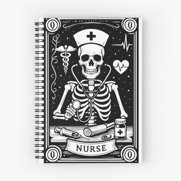 Item preview, Vintage Skeleton Nurse Art – Gothic Medical Tattoo Style Design designed and sold by AnnaPu193.