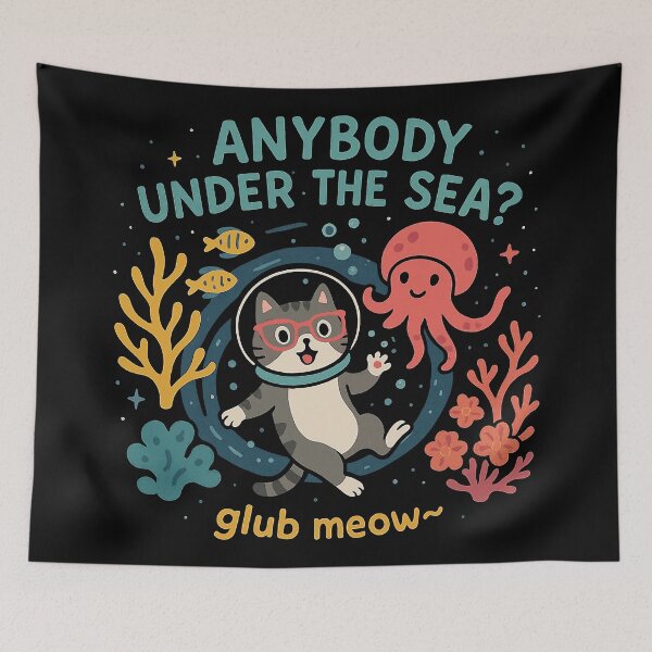 Item preview, Curious Space Cat Explores Under the Sea designed and sold by zzz888.