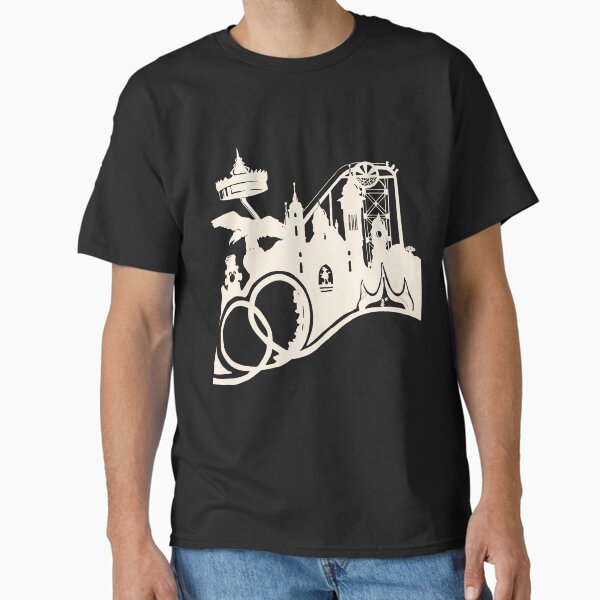 Item preview, Dutch Theme Park Skyline in white – Magical Dutch Theme Park Silhouette Art designed and sold by Dutch Themepark Network.