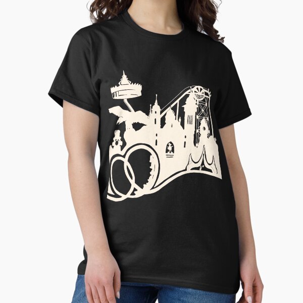 Item preview, Dutch Theme Park Skyline in white – Magical Dutch Theme Park Silhouette Art designed and sold by Dutch Themepark Network.