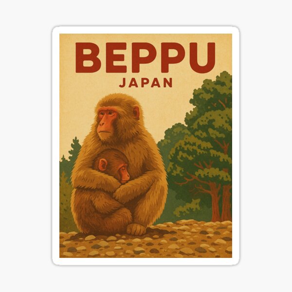 Item preview, Beppu Japan – Japanese Macaque Art Print designed and sold by My Adventurous Sides Artwork.