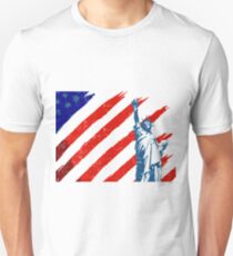 Statue of Liberty & US American Flag Unisex T-Shirt