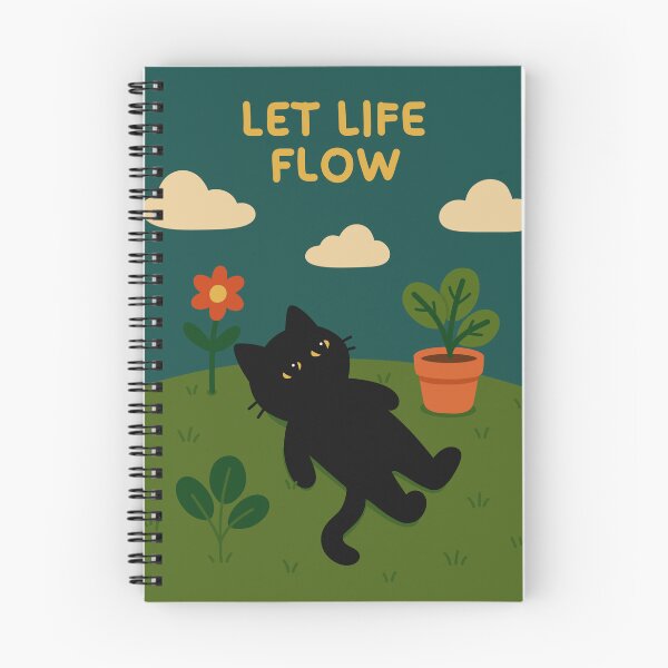 Item preview, Ilustración de gato negro relajado que fluye con la vida | Arte natural relajante designed and sold by digifylab.