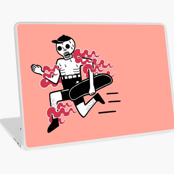 Burning skullhead skater is running away from something Laptop Skin