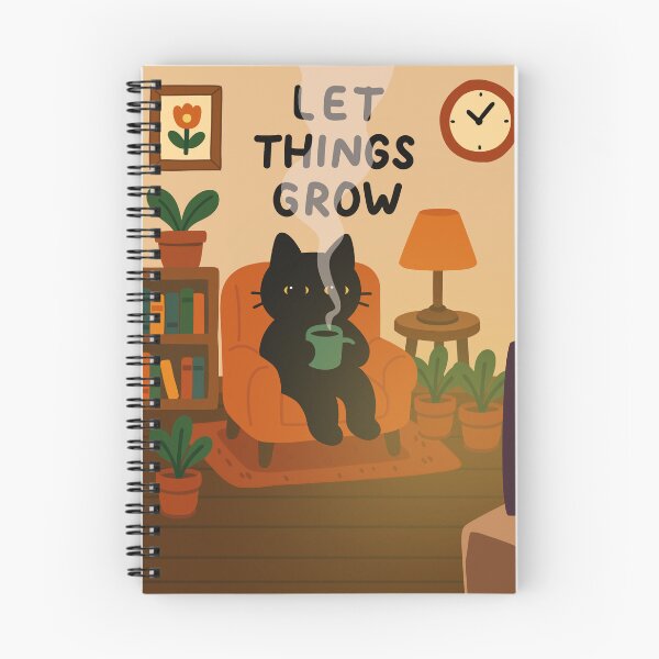 Item preview, Mindful Black Cat Drinking Tea | 'Let Things Grow' Inspirational Home Decor designed and sold by digifylab.