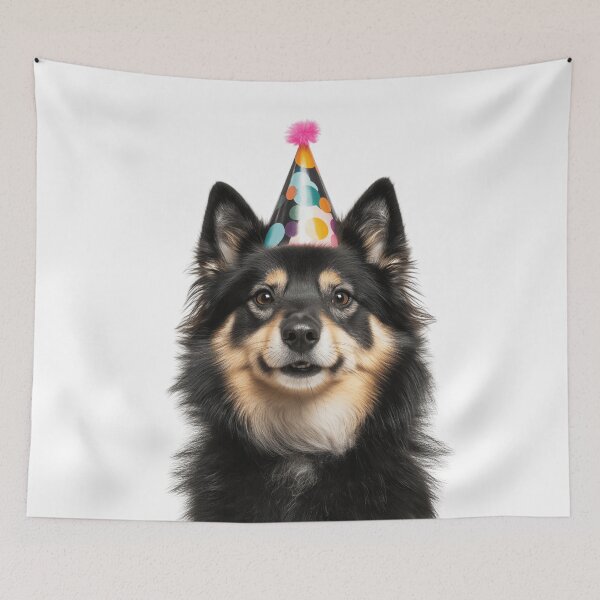 Item preview, Cute Finnish Lapphund dog with Party Hat Birthday Celebration designed and sold by LazyOwlStore.