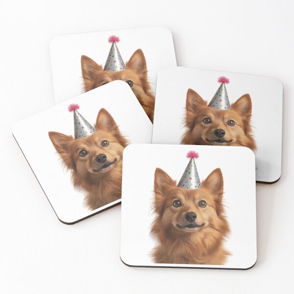 Item preview, Cute Finnish Spitz dog with Party Hat Birthday Celebration designed and sold by LazyOwlStore.