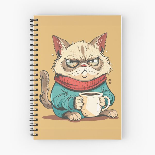 Item preview, Cute Grumpy Cat Holding a Coffe Mug designed and sold by Line-Creations.