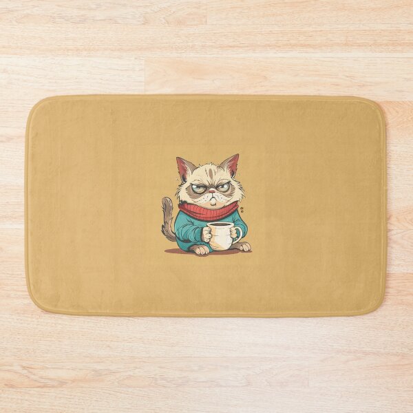 Item preview, Cute Grumpy Cat Holding a Coffe Mug designed and sold by Line-Creations.
