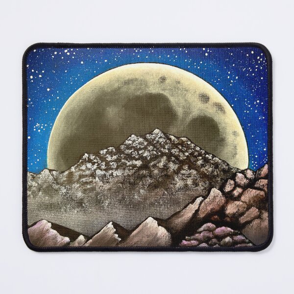 Item preview, Moonrise Over Silver Mountains, Supermoon Painting on Canvas designed and sold by Art by Agnes Bosze.
