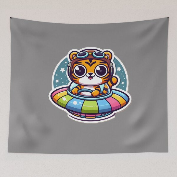 Item preview, UFO Cute Tiger designed and sold by ArtistEmbrace.