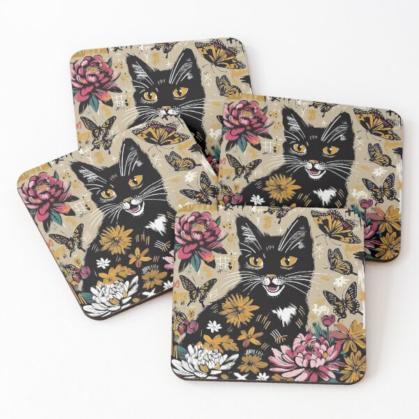 Item preview, Expressive Floral Black Cat designed and sold by zzz888.
