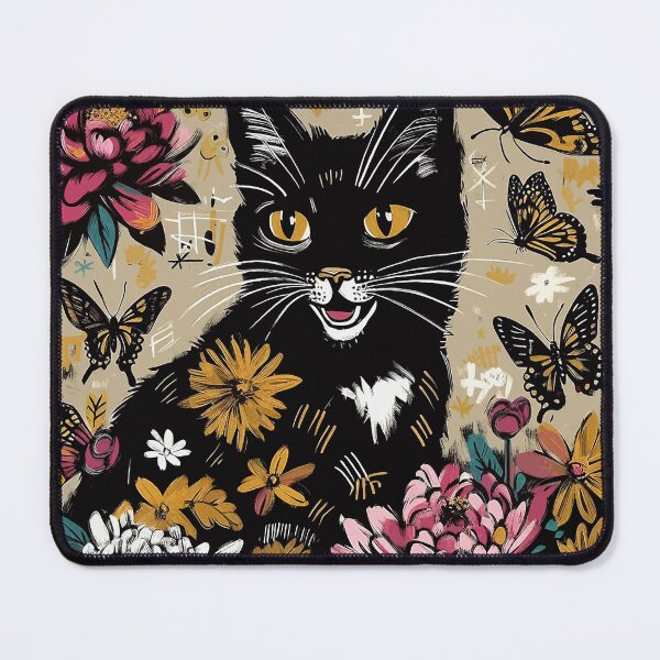 Item preview, Expressive Floral Black Cat designed and sold by zzz888.
