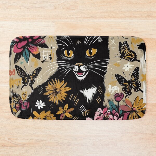 Item preview, Expressive Floral Black Cat designed and sold by zzz888.