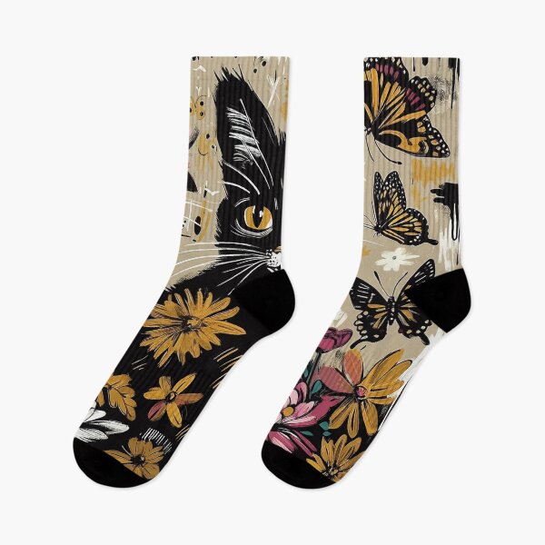 Item preview, Expressive Floral Black Cat designed and sold by zzz888.