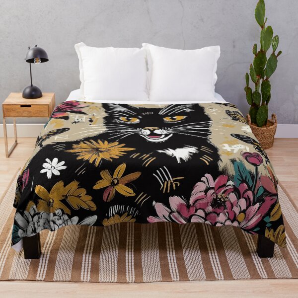 Item preview, Expressive Floral Black Cat designed and sold by zzz888.