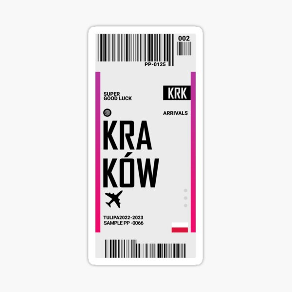 Item preview, Kraków Boarding Pass Sticker designed and sold by TulipaGraphics.