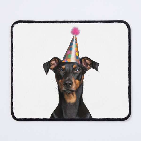 Item preview, Cute German Pinscher dog with Party Hat Birthday Celebration designed and sold by LazyOwlStore.