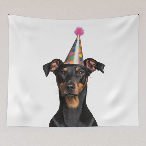 Item preview, Cute German Pinscher dog with Party Hat Birthday Celebration designed and sold by LazyOwlStore.
