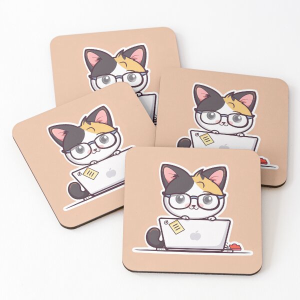 Item preview, Cute Nerdy Cat with Laptop designed and sold by Line-Creations.