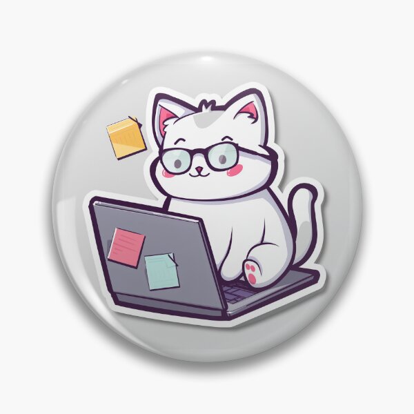 Item preview, Nerdy Cat with Glasses and Laptop designed and sold by Line-Creations.