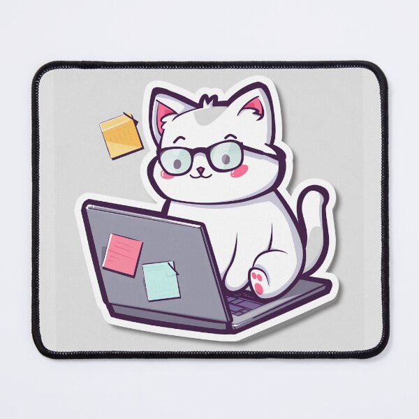 Item preview, Nerdy Cat with Glasses and Laptop designed and sold by Line-Creations.