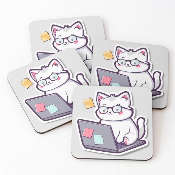 Item preview, Nerdy Cat with Glasses and Laptop designed and sold by Line-Creations.