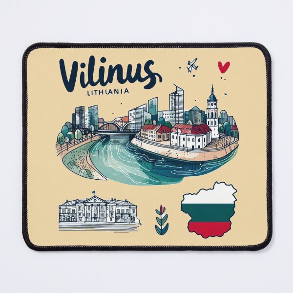 Item preview, Vilnius Lithuania Minimalist Watercolor Cityscape Sticker with Lithuanian Flag, designed and sold by PaintMeWorld.