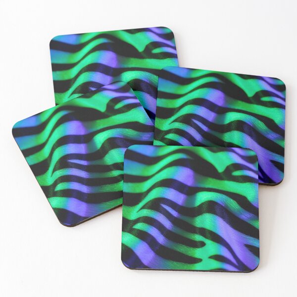 Item preview, Psychedelic Zebra Fur – Neon Green & Purple Silk Texture designed and sold by ArtiQreate.