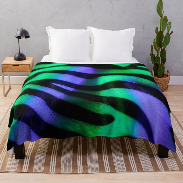 Item preview, Psychedelic Zebra Fur – Neon Green & Purple Silk Texture designed and sold by ArtiQreate.