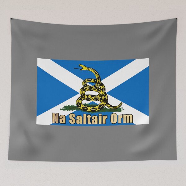 Item preview, Scottish Gaelic national Saltire Gadsden Flag (Nàiseantach na h-Alba bratach ‘na saltair orm’) designed and sold by JonathanR1994.