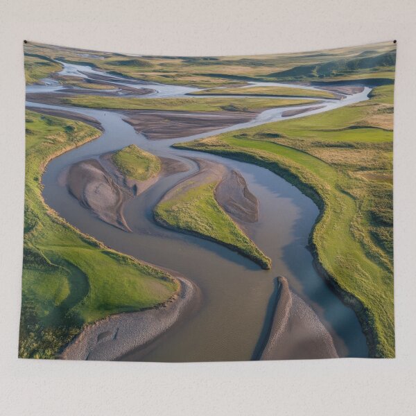 Item preview, Winding river through green hills designed and sold by anytka.